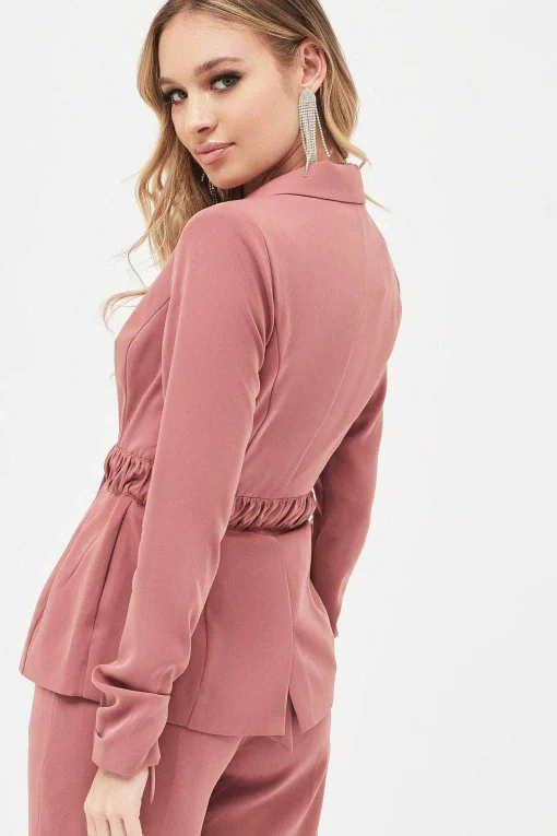 Allison Belted Ruche Sleeve Jacket In Dusty Rose<Lavish Alice Sale