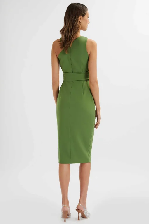 Brielle Obi Belt Halterneck Midi Dress In Green<Lavish Alice Discount