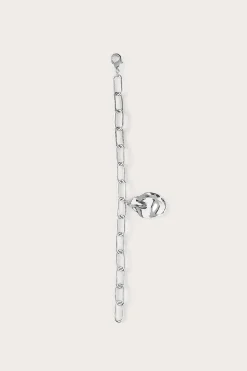 Dana Hammered Effect Oval Charm Link Silver Bracelet<Lavish Alice Clearance