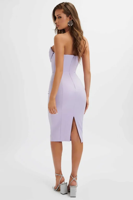 Ella Pleated Cowl Bandeau Midi Dress In Lilac<Lavish Alice Best Sale