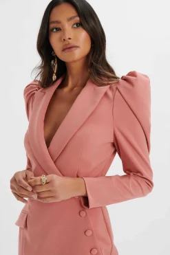 Gracie Puff Sleeve Mini Blazer Dress In Rose<Lavish Alice Flash Sale