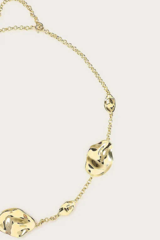 Karia Hammered Effect Oval Charm Gold Necklace<Lavish Alice Best Sale