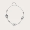 Karia Hammered Effect Oval Charm Silver Necklace<Lavish Alice Cheap