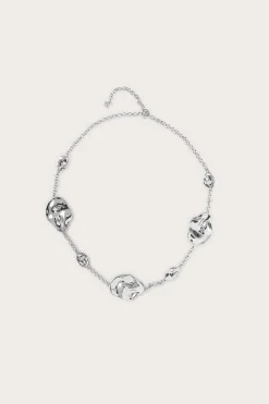 Karia Hammered Effect Oval Charm Silver Necklace<Lavish Alice Cheap
