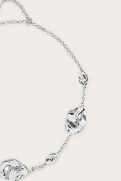 Karia Hammered Effect Oval Charm Silver Necklace<Lavish Alice Cheap
