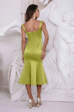 Lainey Stitch Detail Midi Slip Dress In Olive<Lavish Alice Hot