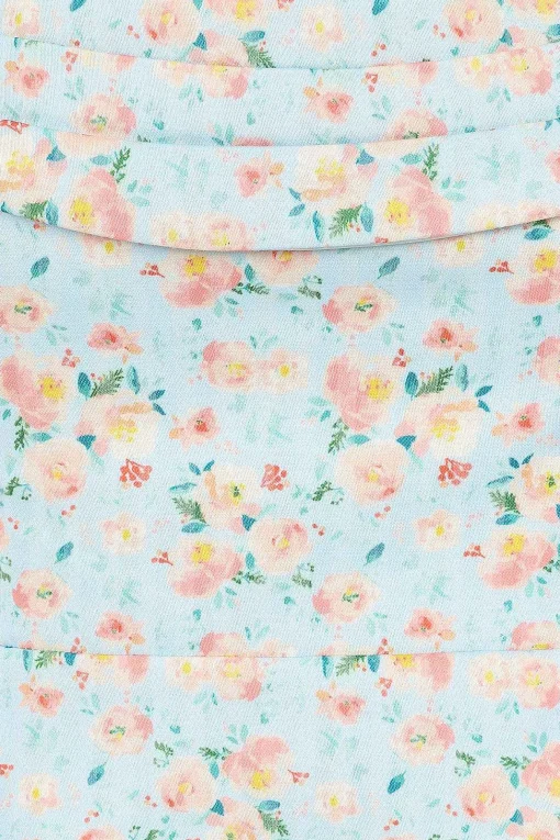 Leilani Cowl Bandeau Midi Dress In Blue Floral<Lavish Alice Online