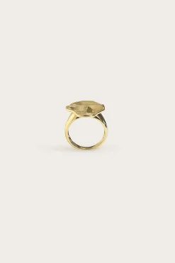 Leora Hammered Effect Oval Gold Ring<Lavish Alice New