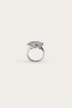 Leora Hammered Effect Oval Silver Ring<Lavish Alice New