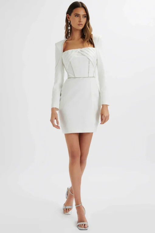 Liberty Diamante Trim Blazer Mini Dress In White<Lavish Alice Best