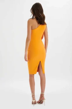Nola 3D Statement Ruffle Midi Dress In Papaya<Lavish Alice Clearance