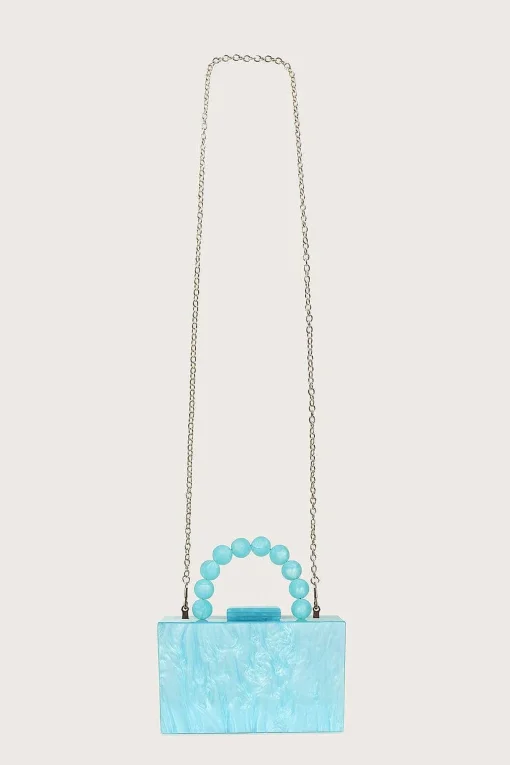 Reya Bead Handle Marbled Box Clutch Bag In Blue<Lavish Alice Sale