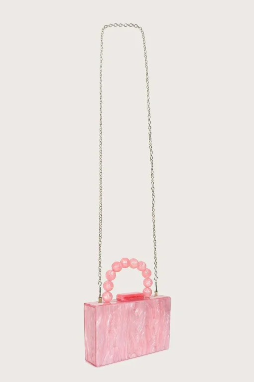 Reya Bead Handle Marbled Box Clutch Bag In Pink<Lavish Alice Flash Sale