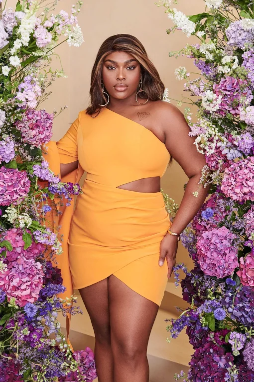 Riley Curve One Shoulder Cape Mini Dress In Mango Orange<Lavish Alice Best Sale