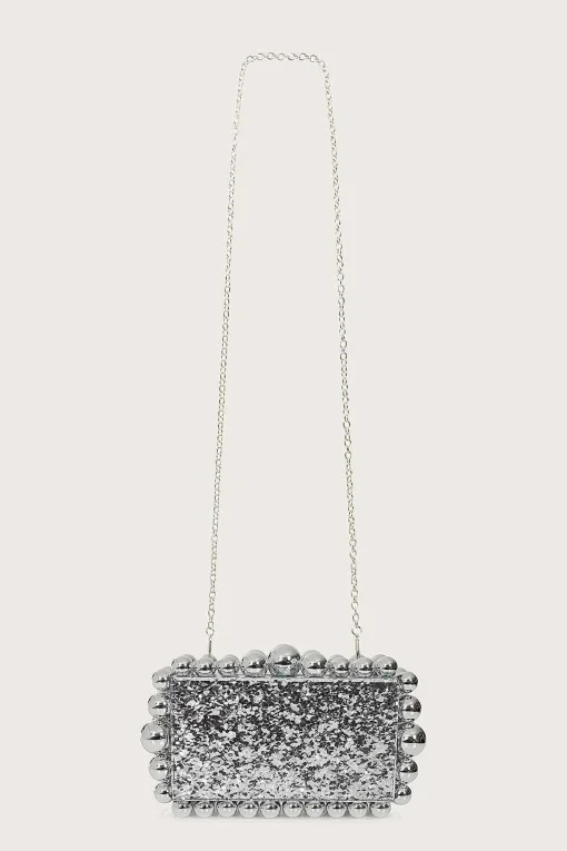 Tia Marbled Faux Pearl Box Clutch Bag In Silver<Lavish Alice Cheap
