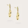 Yasmin Hammered Effect Oval Drop Gold Earrings<Lavish Alice Flash Sale