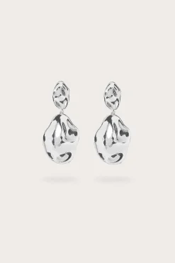 Yasmin Hammered Effect Oval Drop Silver Earrings<Lavish Alice New